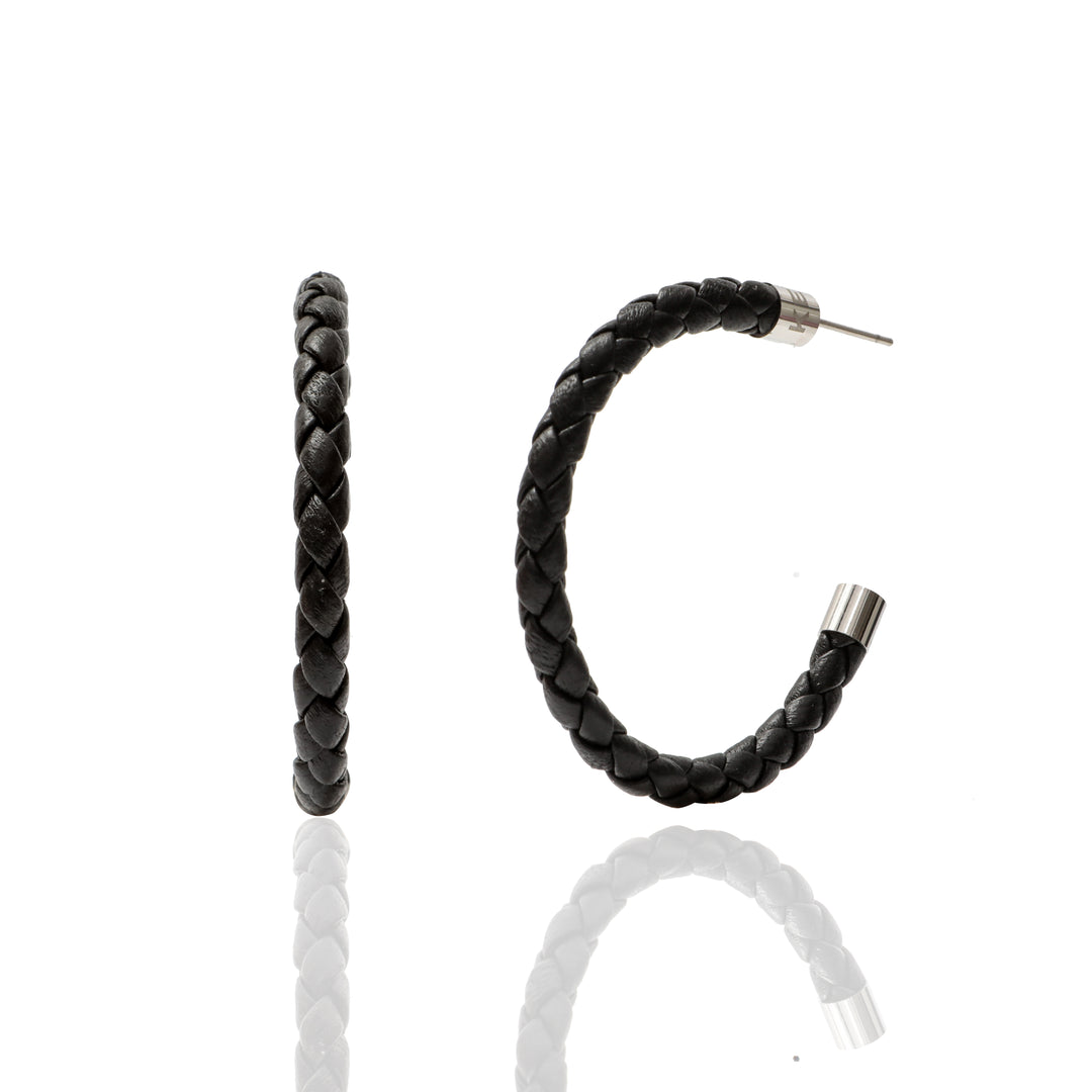 Black Braided Hoop Earrings