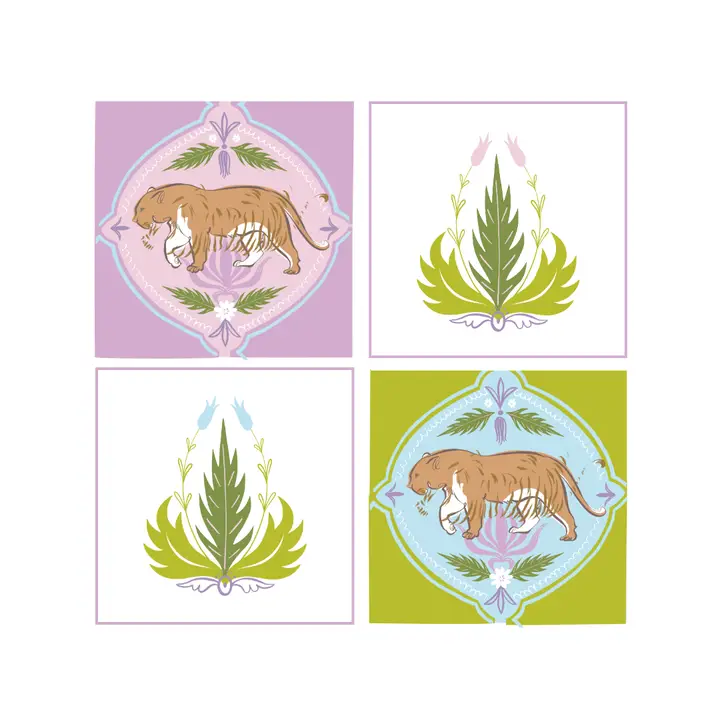 Moon Tiger Coasters, Set of 4