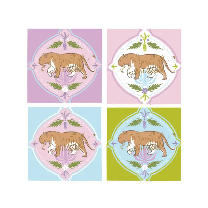 Moon Tiger Coasters, Set of 4