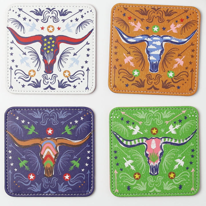 Longhorn Coasters, Set of 4
