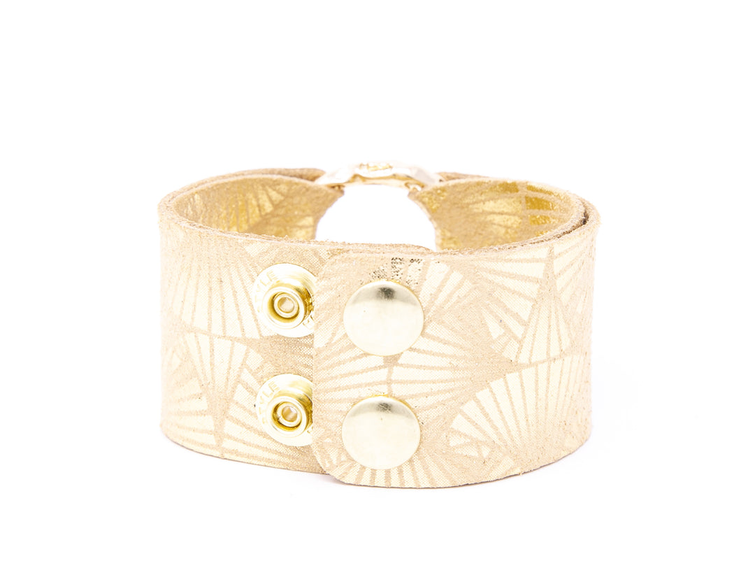 Fanfare Gold Leather Cuff