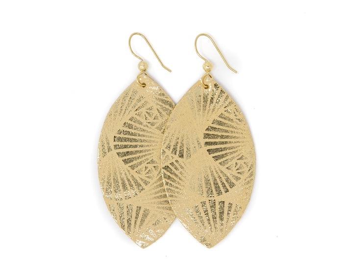 Fanfare Gold Leather Earrings