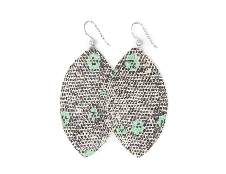 Tweed Leather Earrings