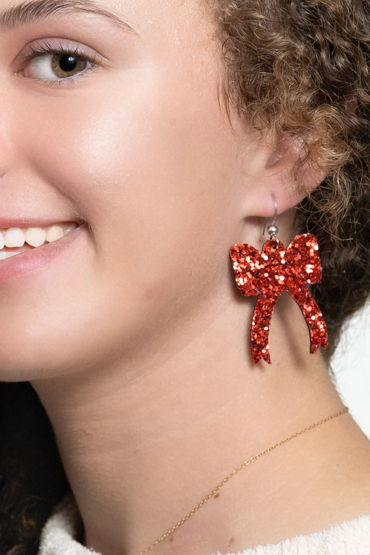 Sparkle in Red Ribbon Earrings