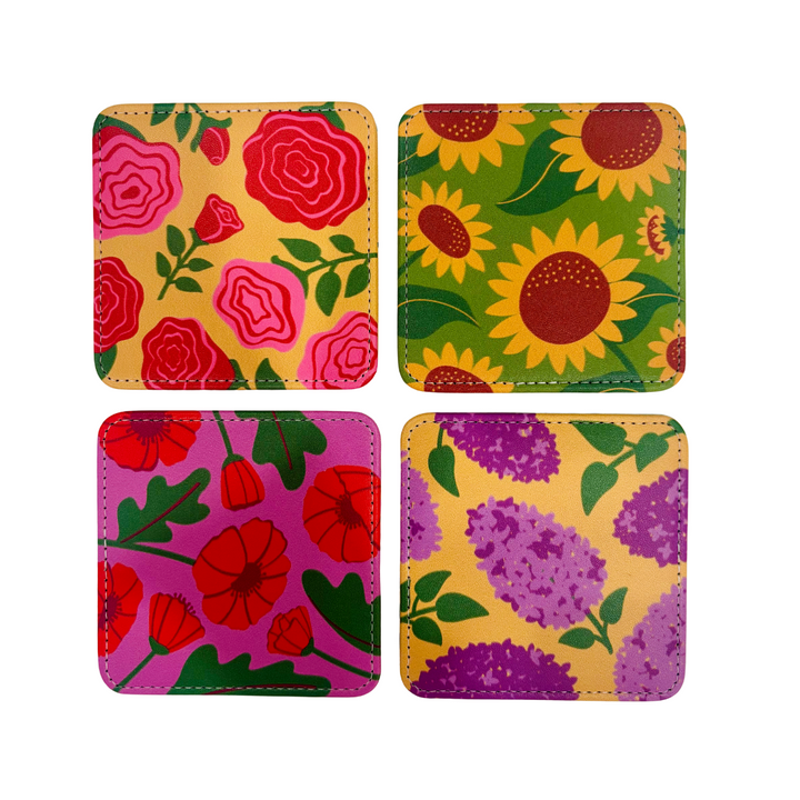 Flower Power Coasters, Set of 4