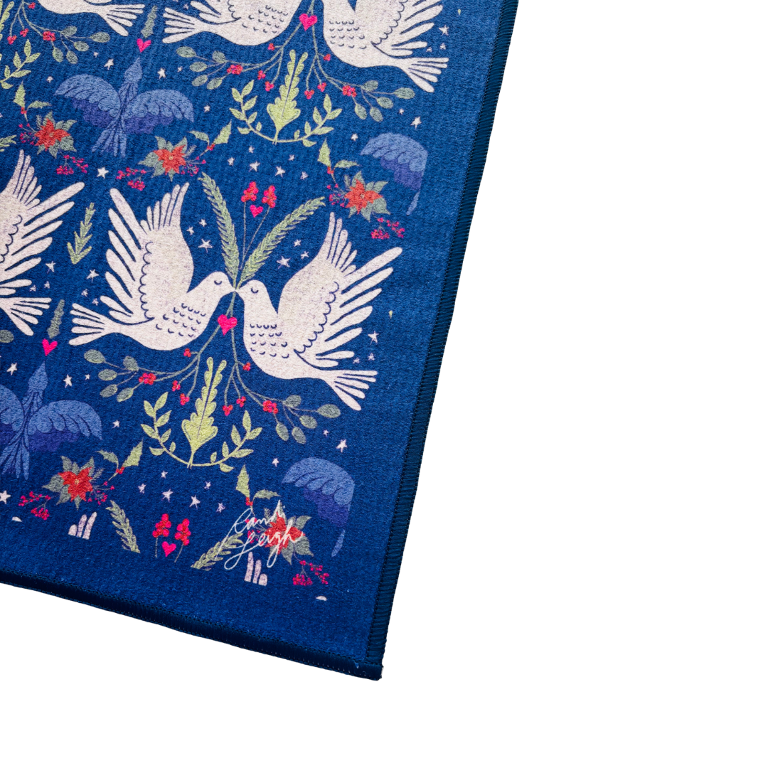 Two Turtle Doves Double-Sided Tea Towel
