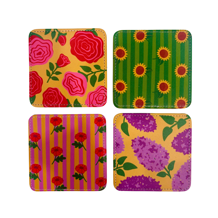 Flower Power Coasters, Set of 4