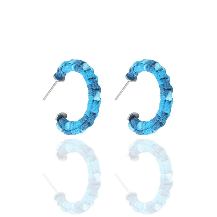 Ocean Braided Silk Petite Hoop Earrings