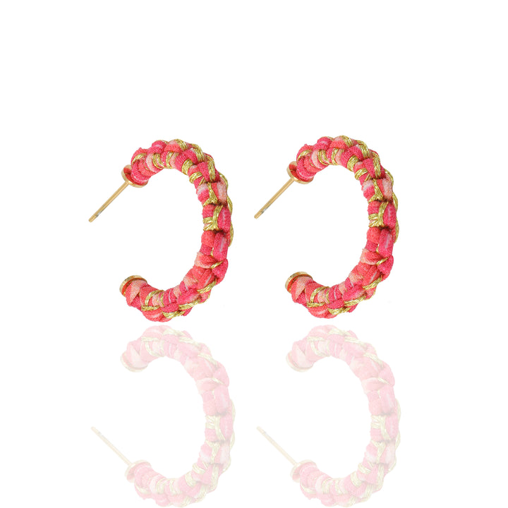 Sunrise Braided Silk Petite Hoop Earrings