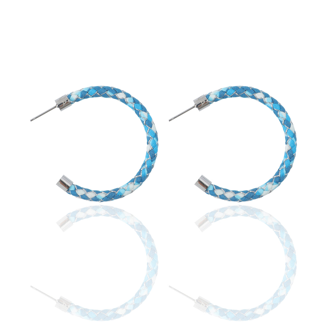 Ocean Braided Silk Hoop Earrings