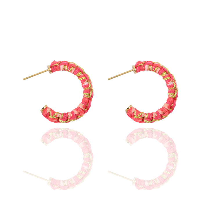Sunrise Braided Silk Petite Hoop Earrings