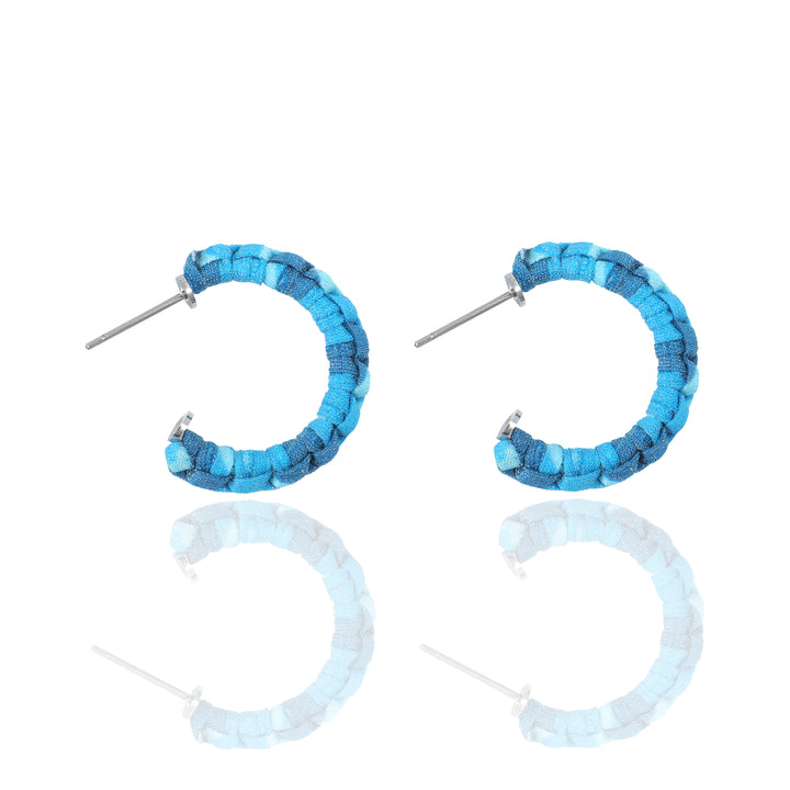 Ocean Braided Silk Petite Hoop Earrings