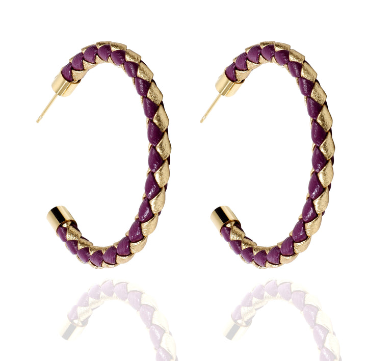 Purple & Gold Braided Hoop Earrings