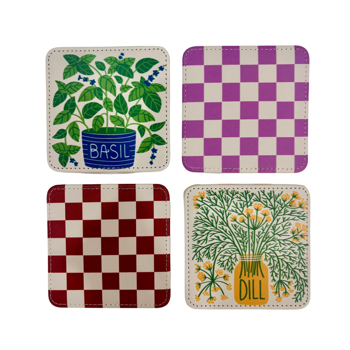 Homegrown Herbs Coasters, Set of 4