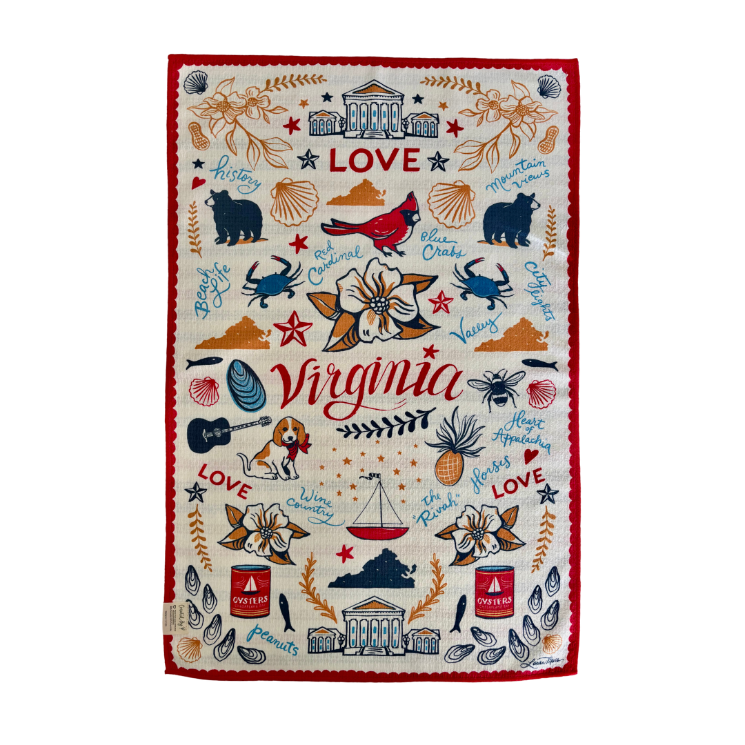 Virginia Love Double-Sided Tea Towel