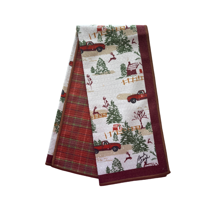 Christmas Tree Farm Double-Sided Tea Towel