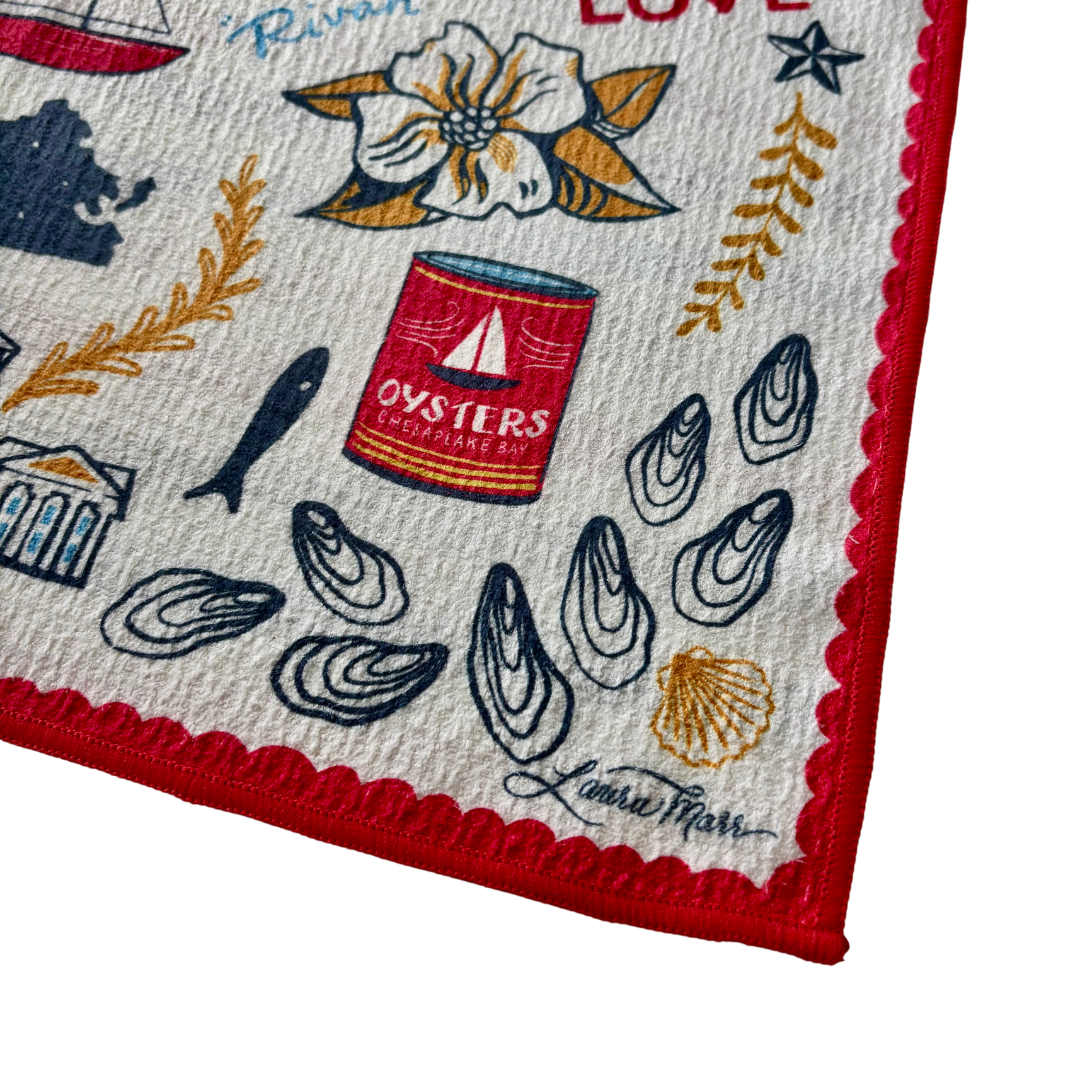 Virginia Love Double-Sided Tea Towel