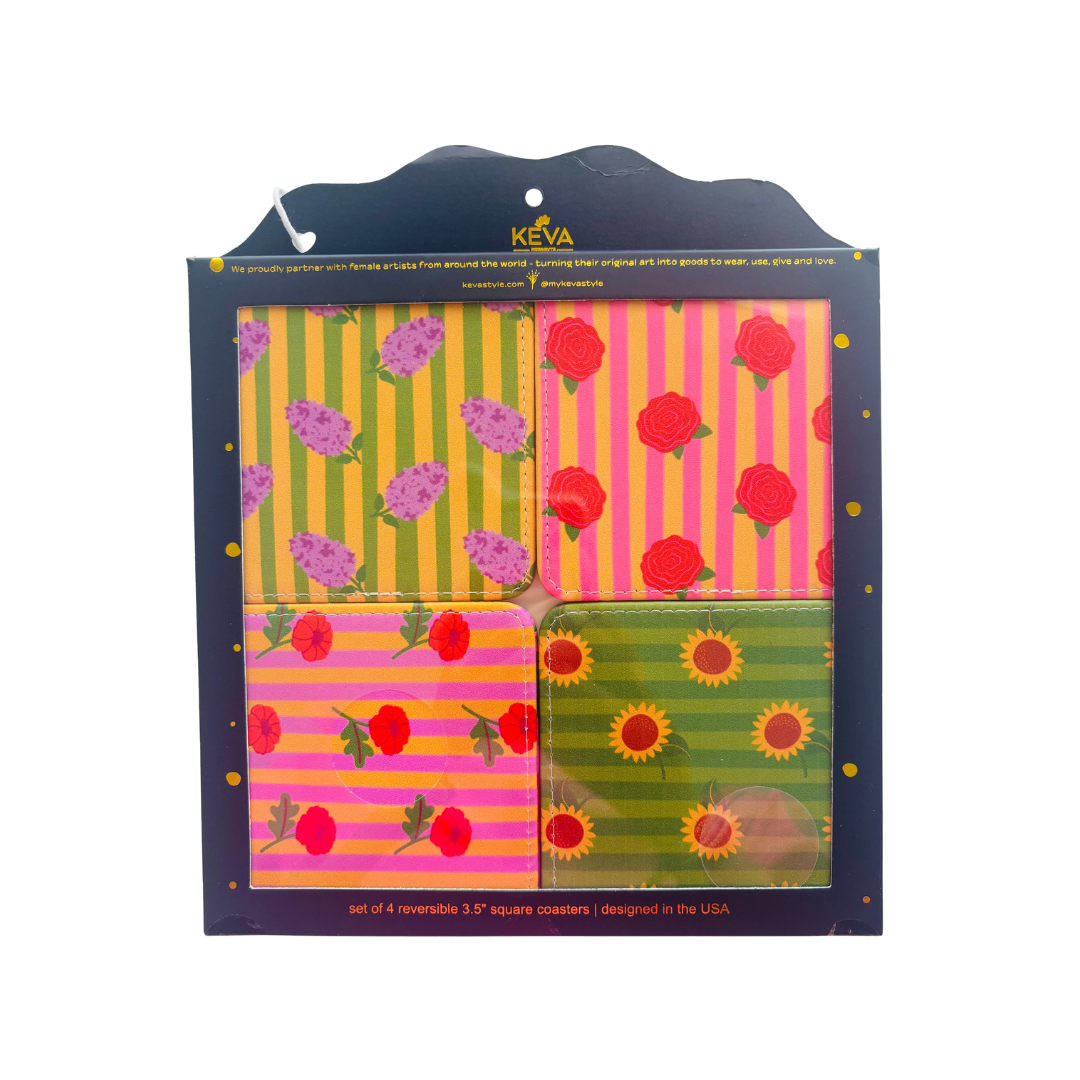 Flower Power Coasters, Set of 4
