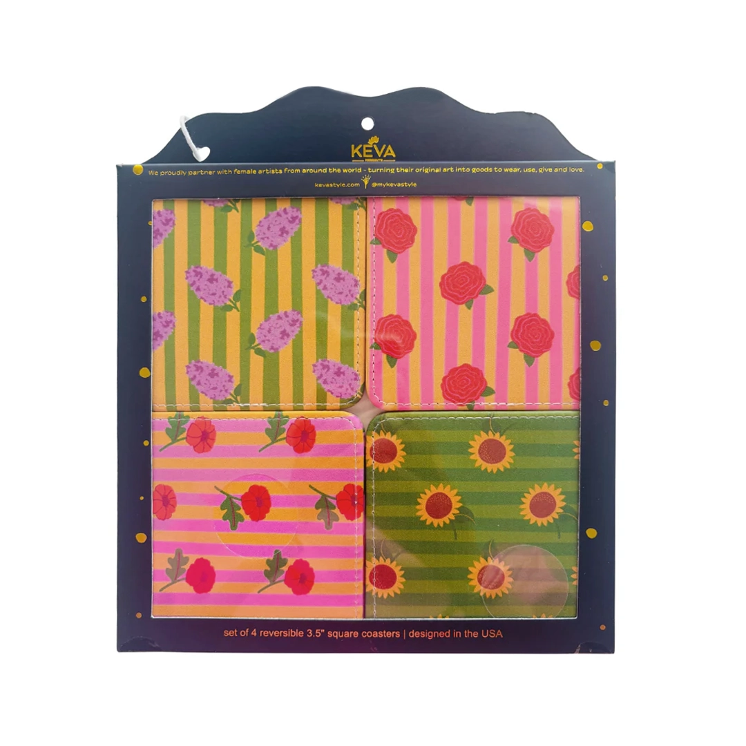 Flower Power Coasters, Set of 4