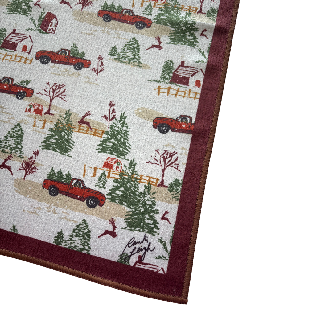 Christmas Tree Farm Double-Sided Tea Towel