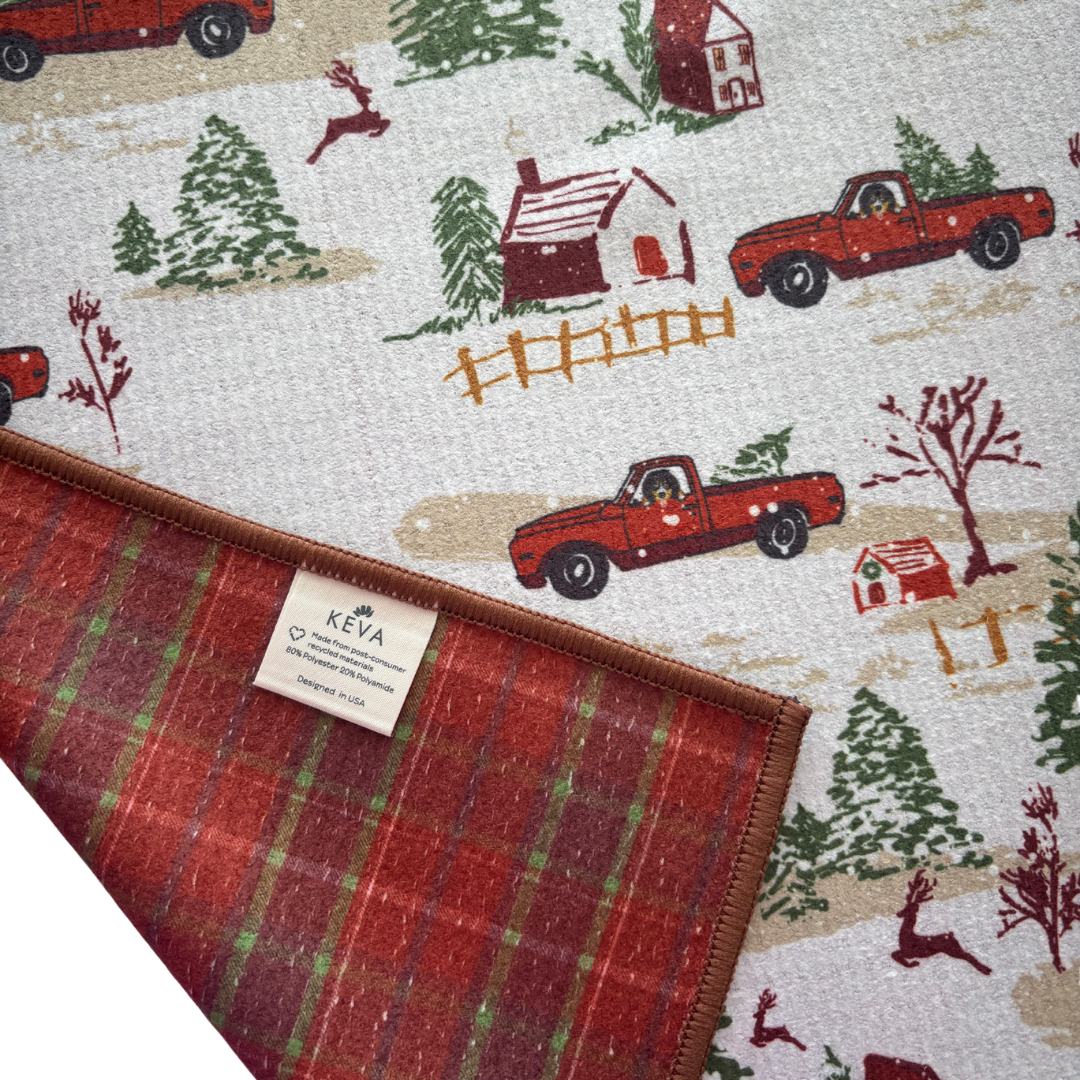 Christmas Tree Farm Double-Sided Tea Towel