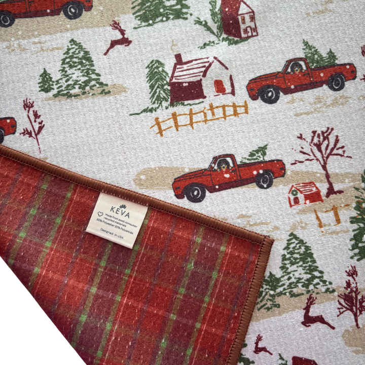 Christmas Tree Farm Double-Sided Tea Towel
