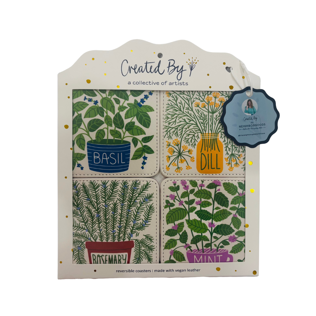 Homegrown Herbs Coasters, Set of 4