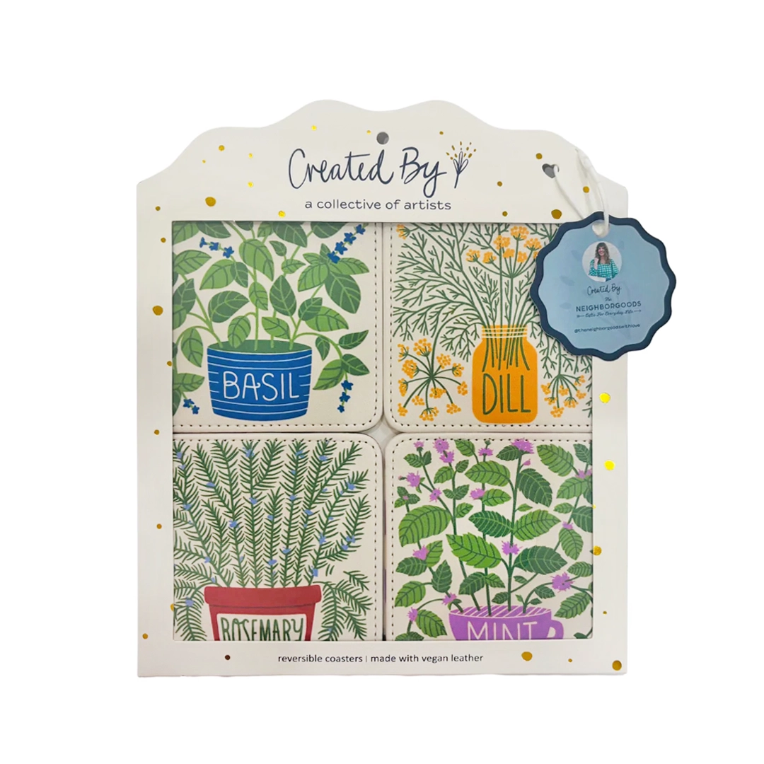 Homegrown Herbs Coasters, Set of 4