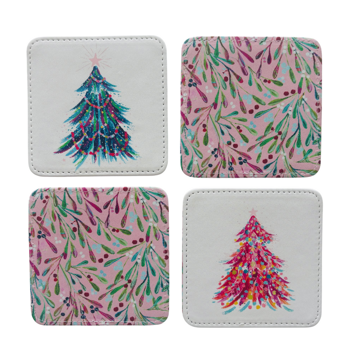 Spruce & Berries Coasters, Set of 4
