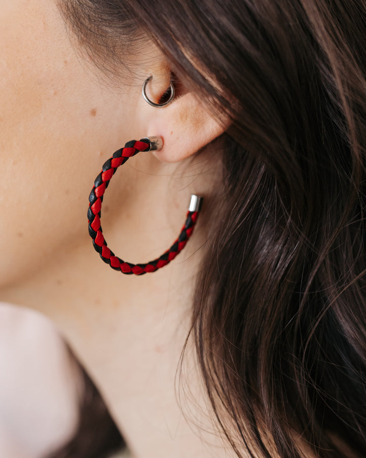 Black Braided Hoop Earrings