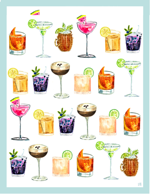 Shaken, Not Stirred Double-Sided Tea Towel