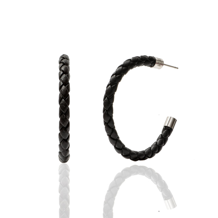 Black Braided Hoop Earrings