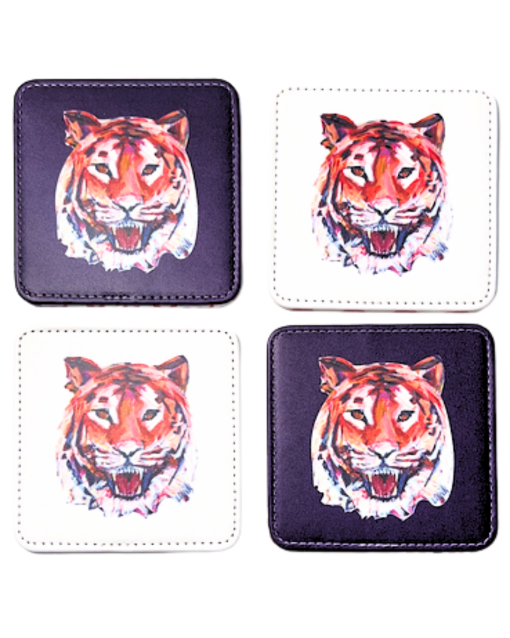 Tiger in Orange Game Day Coasters
