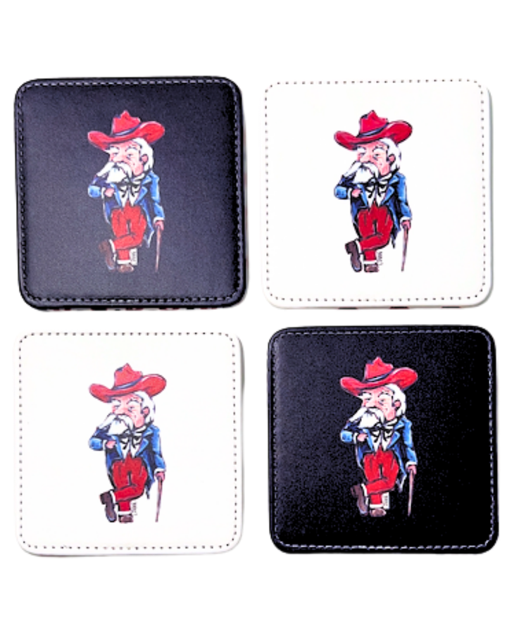 Dapper Gentleman in Navy and Red Game Day Coasters