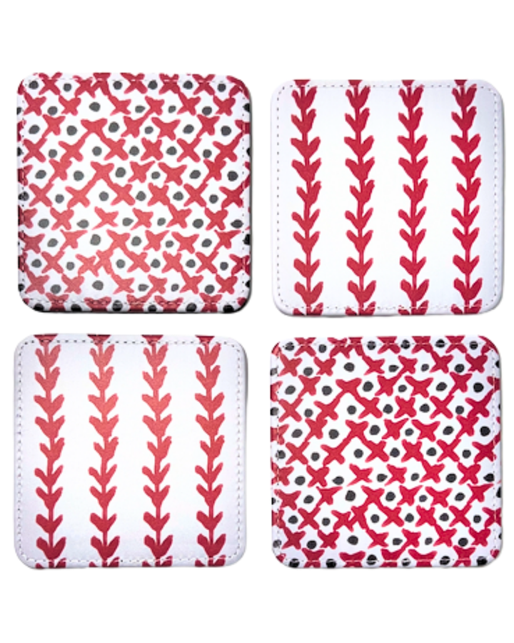 Dapper Gentleman in Navy and Red Game Day Coasters