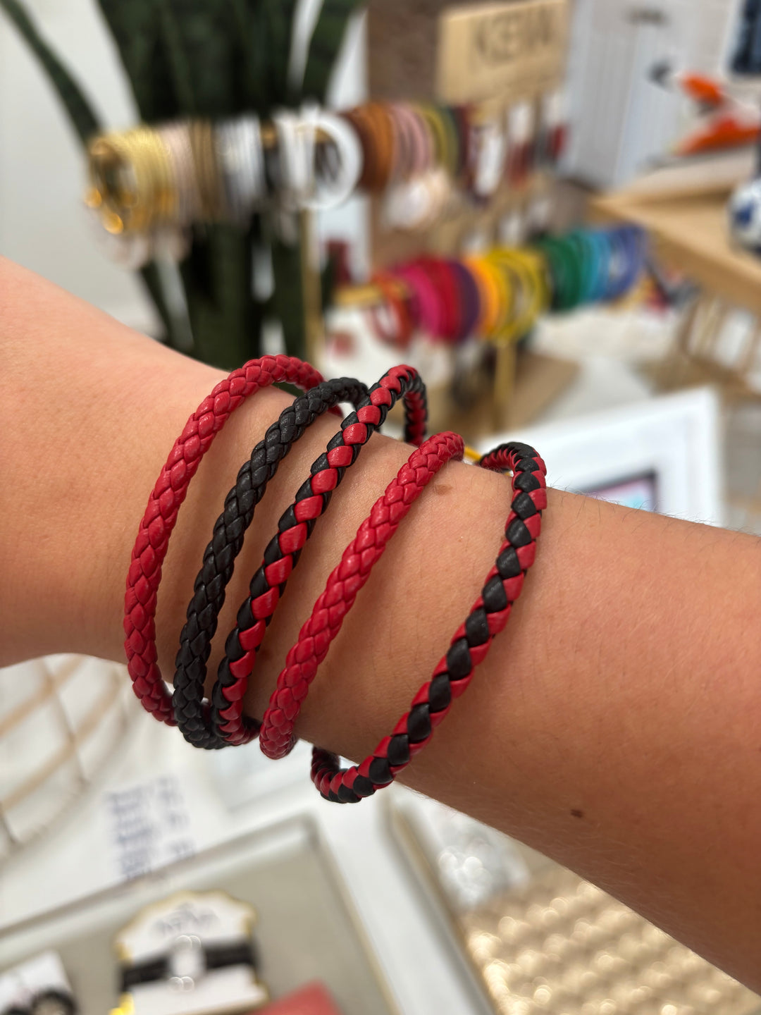 Braided Bracelet - Black + Red