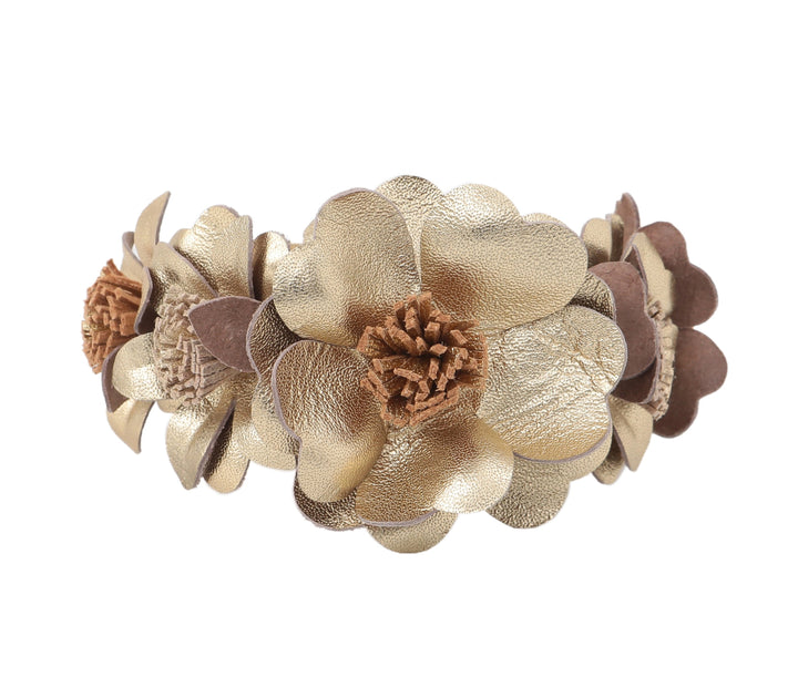 Gold Floral Leather Bracelet