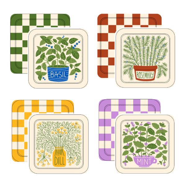 Homegrown Herbs Coasters, Set of 4