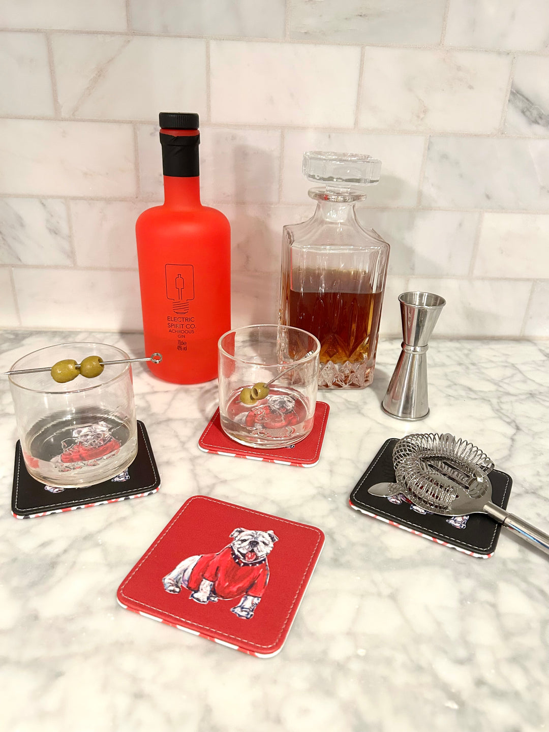 Bulldog in Red Game Coasters