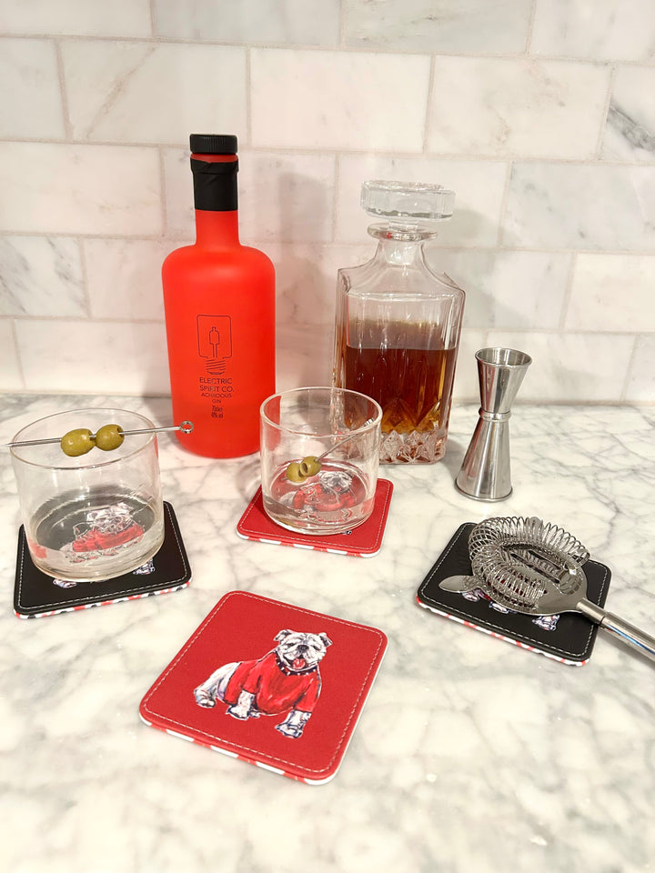 Bulldog in Red Game Coasters