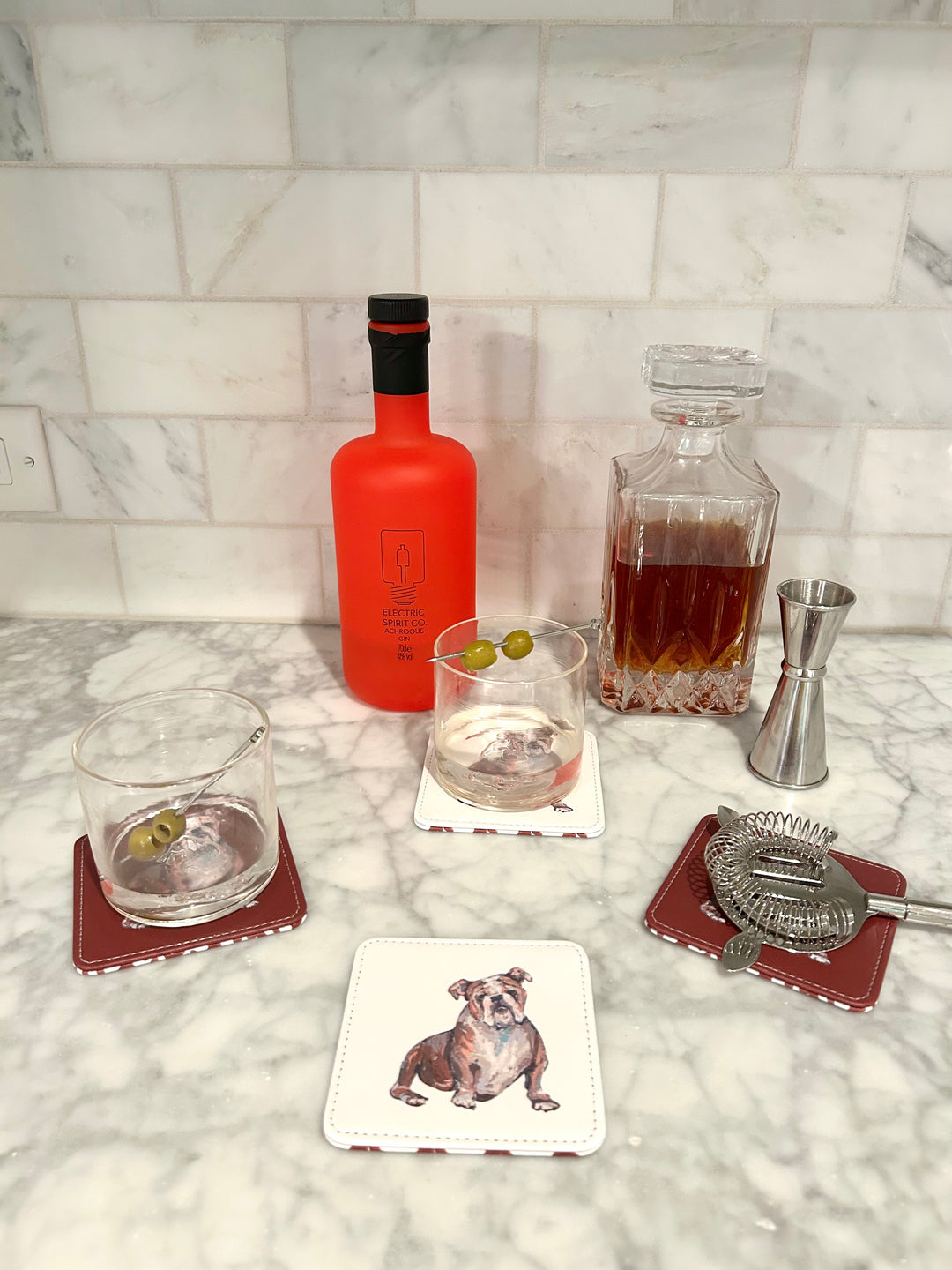 Bulldog in Classic Maroon Game Day Coasters