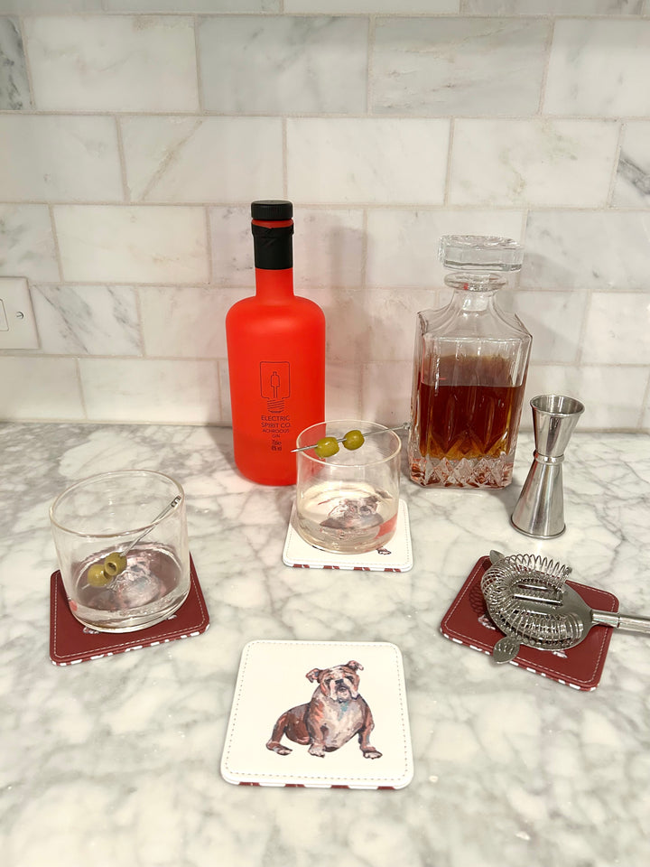 Bulldog in Classic Maroon Game Day Coasters