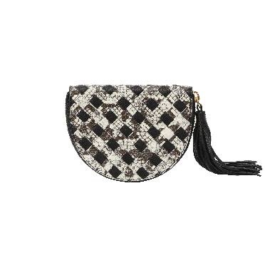 Black + White Braided Little Mae Wallet