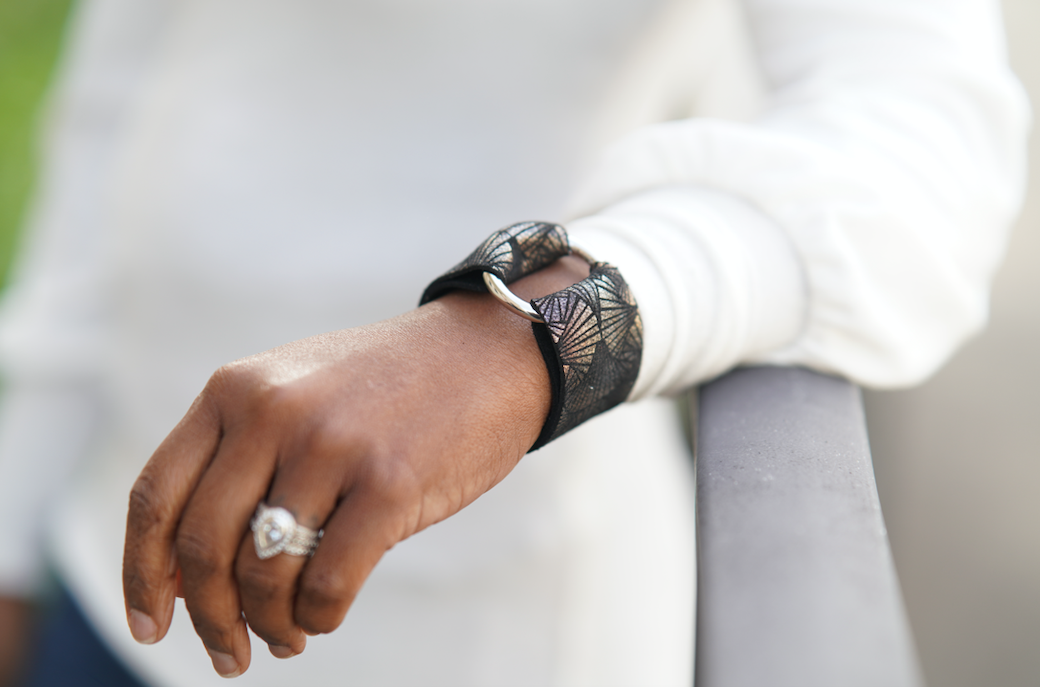 Fanfare Black Leather Cuff