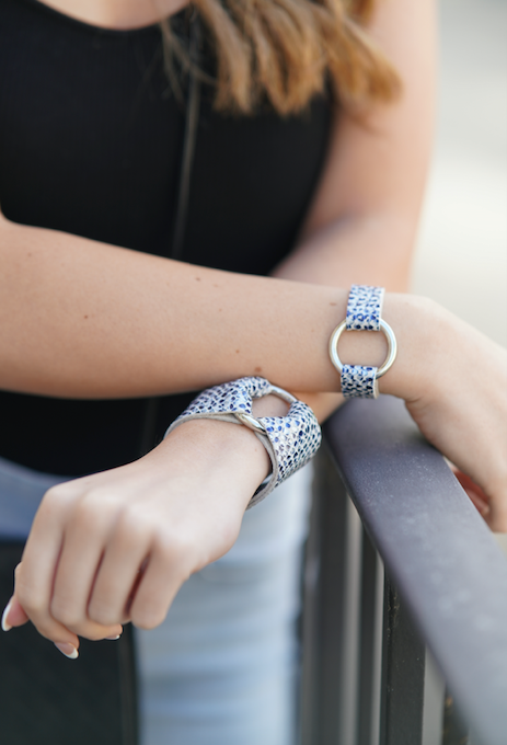 Blue Pearl Leather Cuff