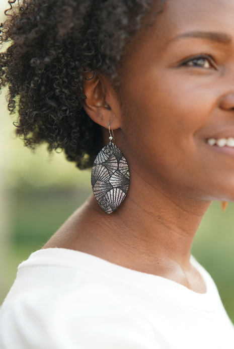 Fanfare Black Leather Earrings