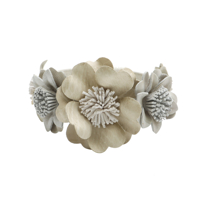 Cream Floral Leather Bracelet