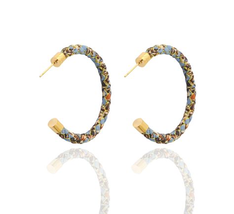 Blue Hazel Braided Silk Hoop Earrings