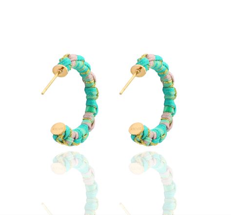 Lucky Jade Braided Silk Petite Hoop Earrings