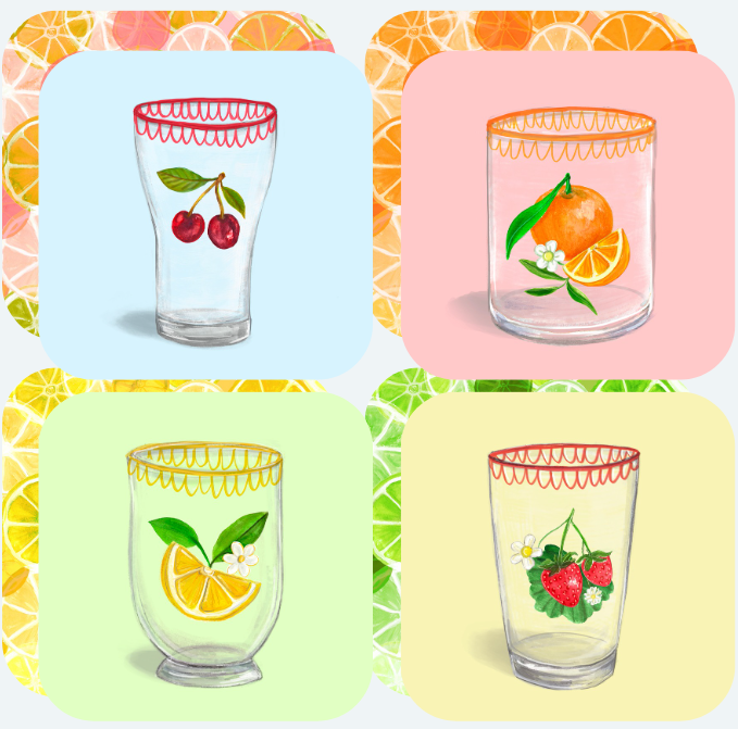 Squeeze The Day Coasters, Set of 4